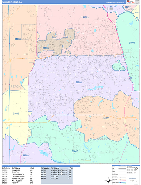 Warner Robins Wall Map